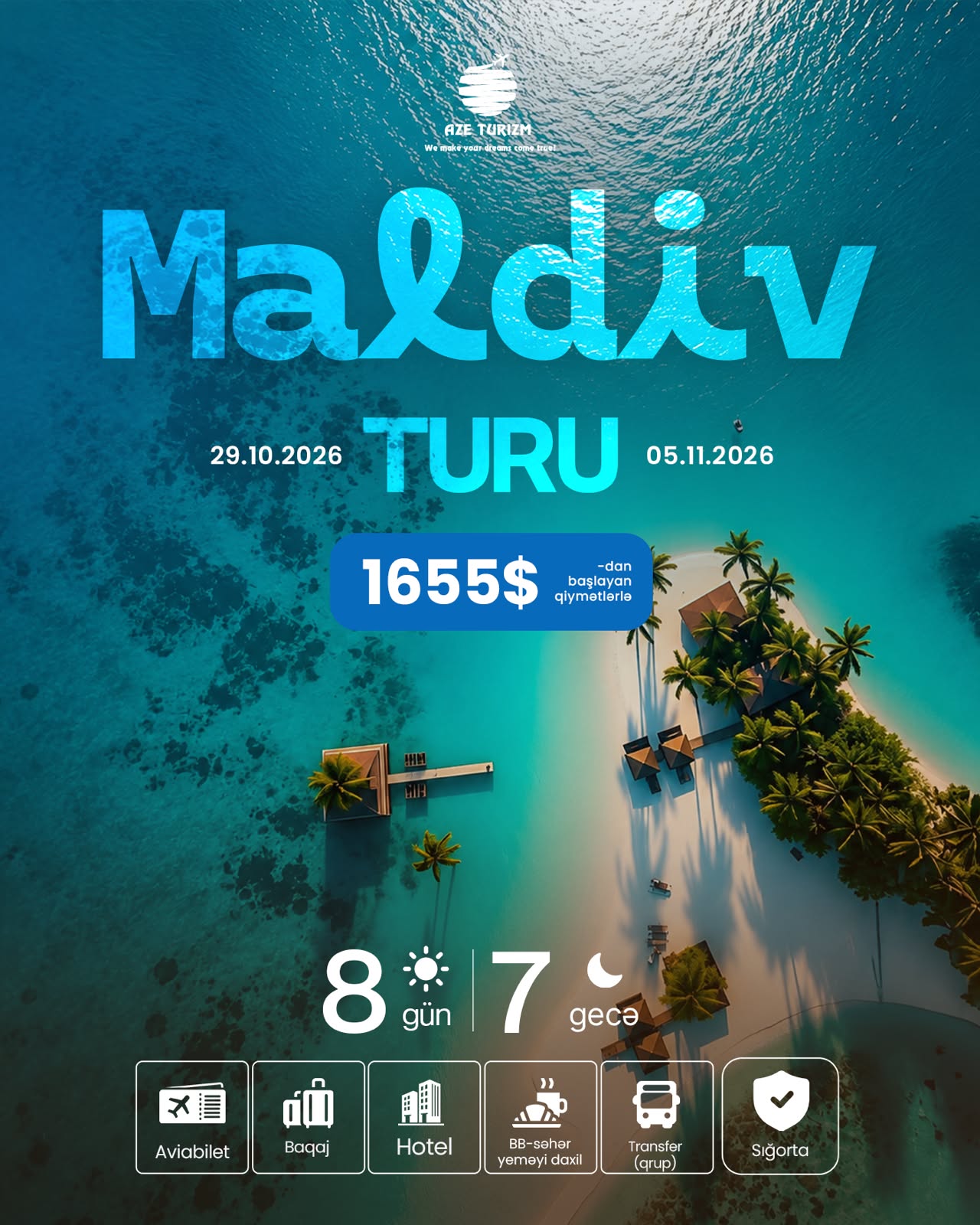 Payızı Maldivlərin tropik cənnətində keçirməyə nə deyirsiniz?🌴💙